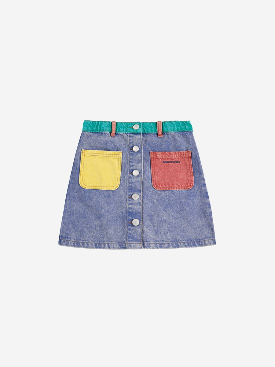 Colorblock Denim Skirt - Multi - Posh New York