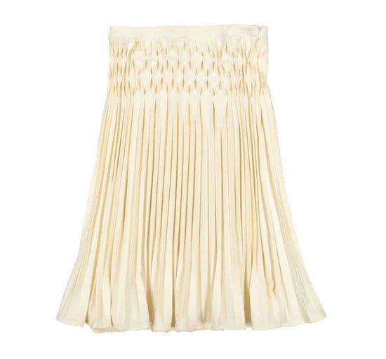 Cream Pleated Short Skirt - Cream - Posh New York