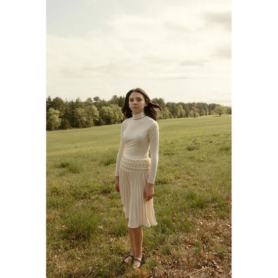 Cream Pleated Short Skirt - Cream - Posh New York