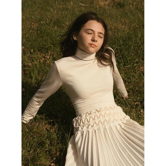 Cream Pleated Short Skirt - Cream - Posh New York