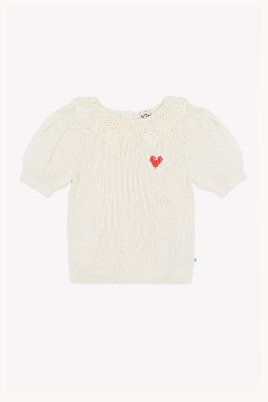 Cream Sweater With Red Heart - Ecru - Posh New York