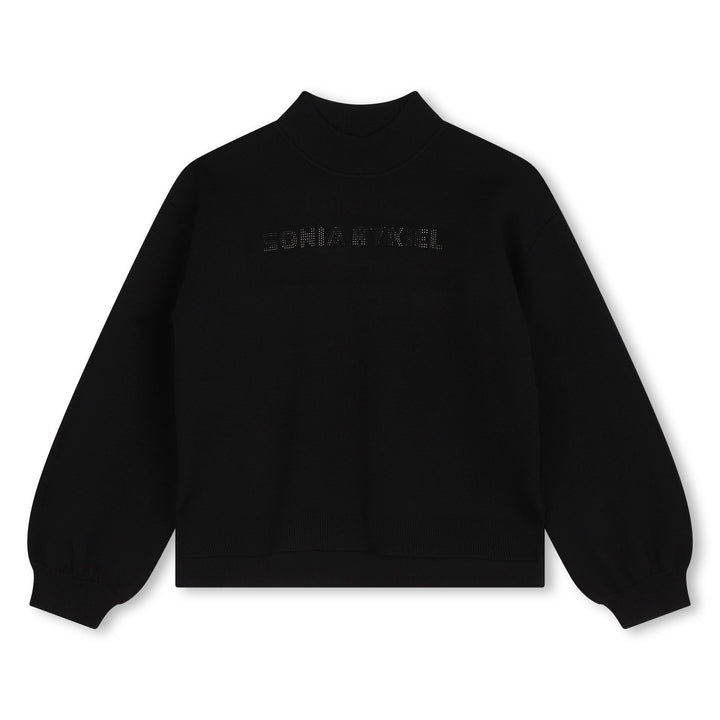 Crewneck Rhinestones Logo - Black - Posh New York