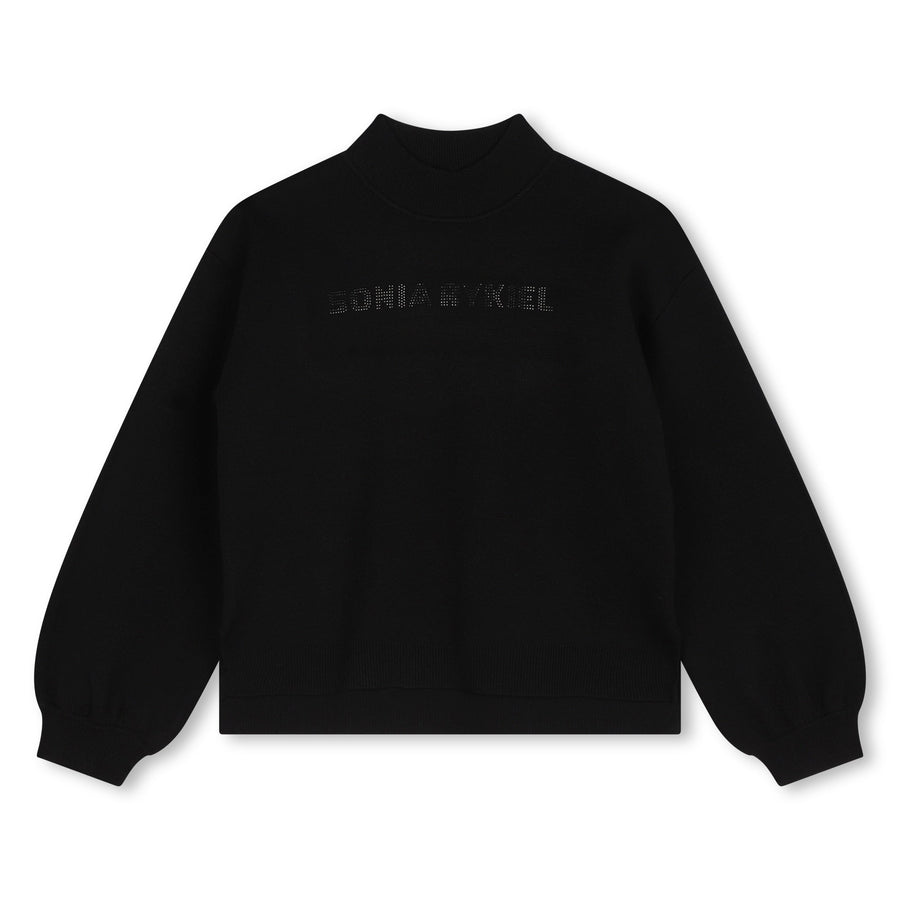 Crewneck Rhinestones Logo - Black - Posh New York