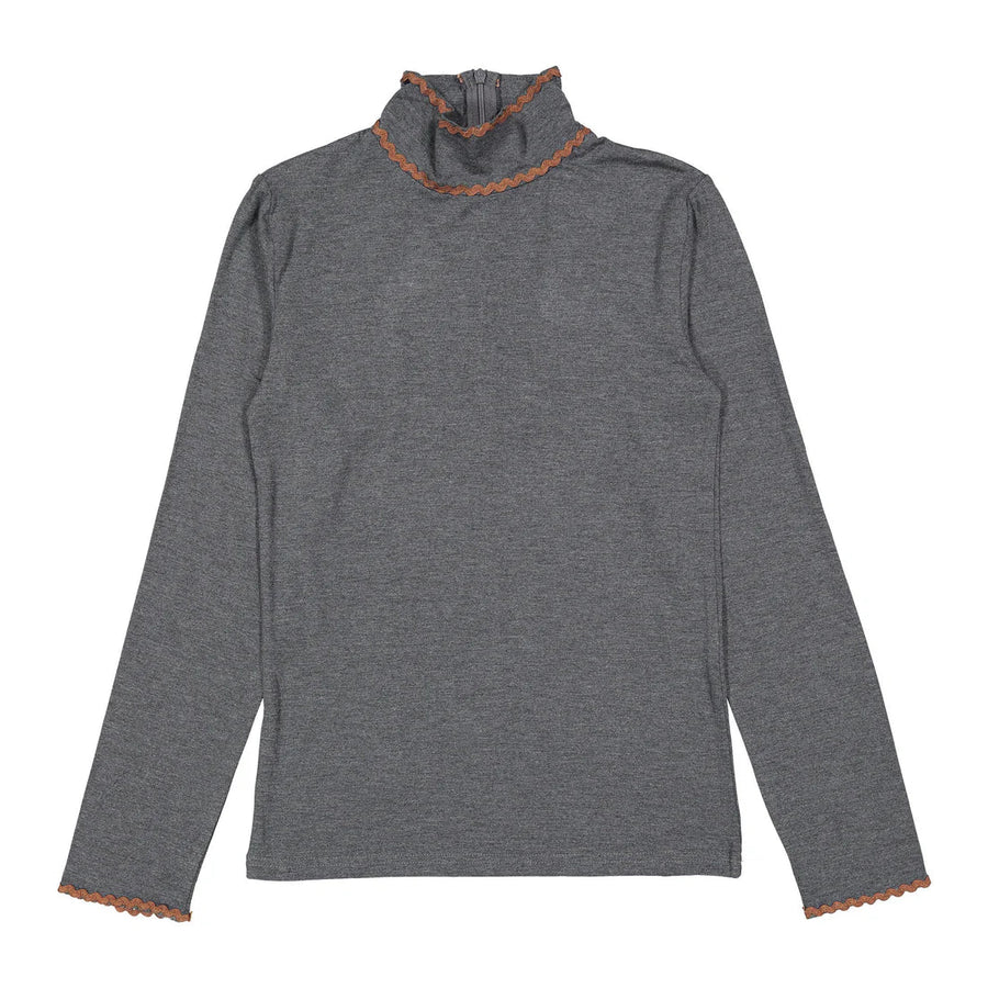 Dark Grey Trim Turtleneck - Grey - Posh New York