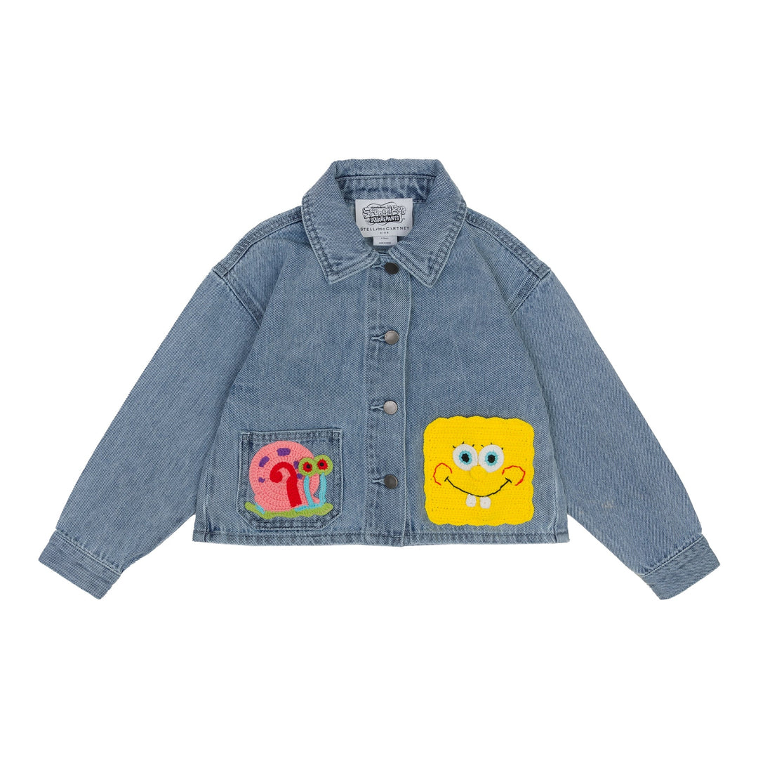 Denim Jacket with Spongebob - Denim Blue - Posh New York