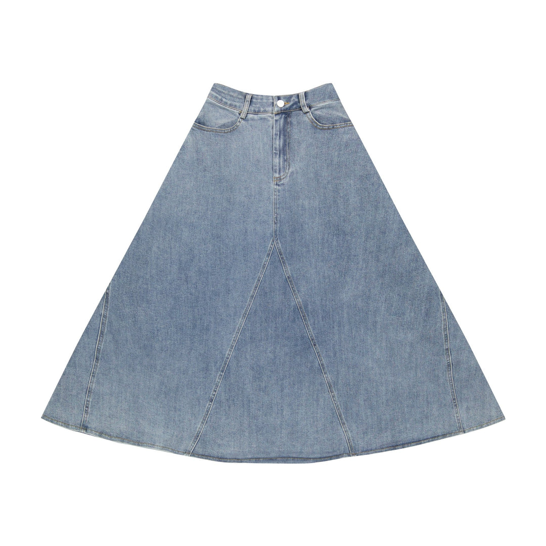 Denim long Skirt - Denim Blue - Posh New York