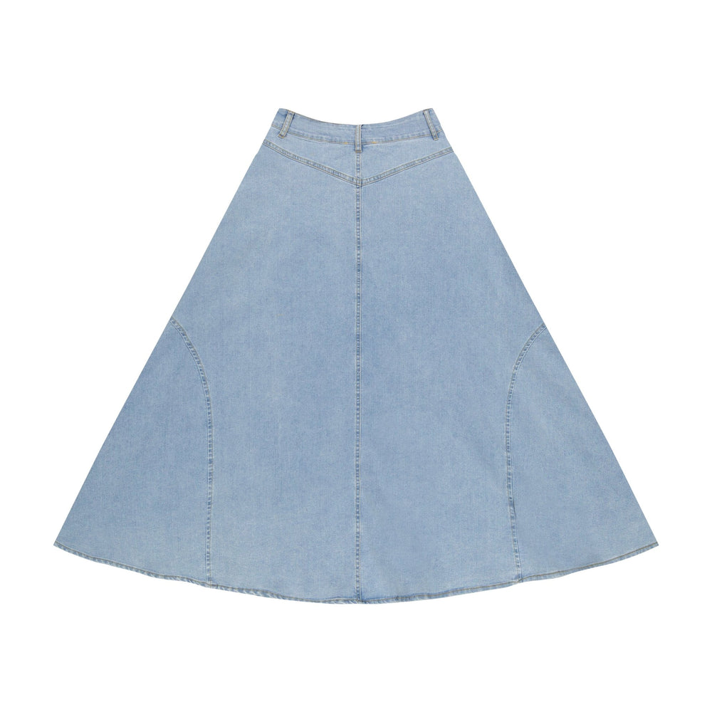 Denim long Skirt - Denim Blue - Posh New York