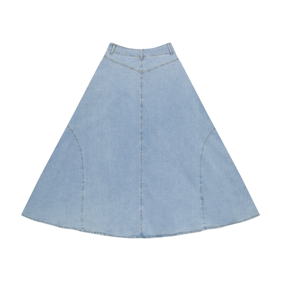 Denim long Skirt - Denim Blue - Posh New York