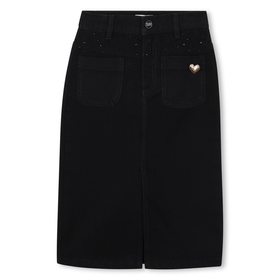 Denim Midi Skirt - Black - Posh New York