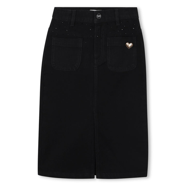 Denim Midi Skirt - Black - Posh New York