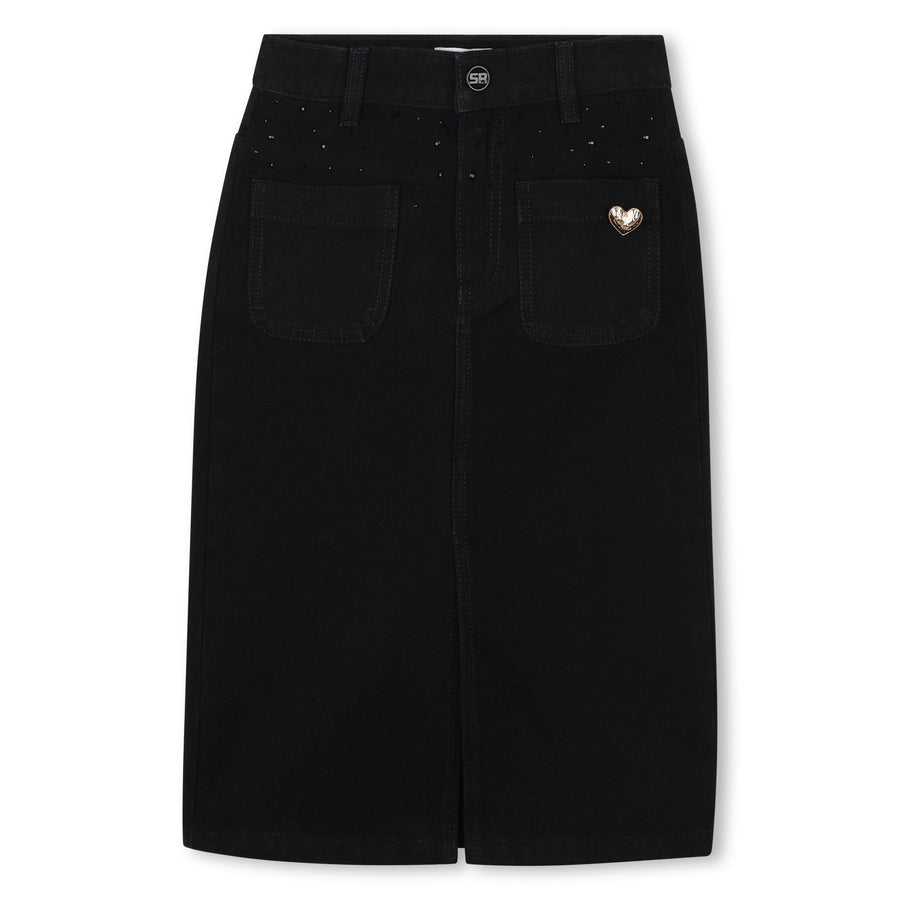 Denim Midi Skirt - Black - Posh New York