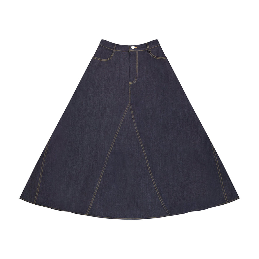 Denim Navy Skirt - Dark Navy - Posh New York