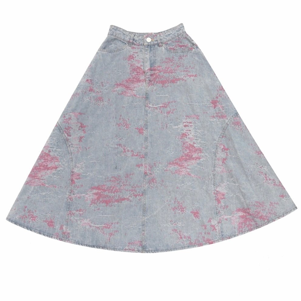 Denim Skirt With Swatch Print - Pink - Posh New York