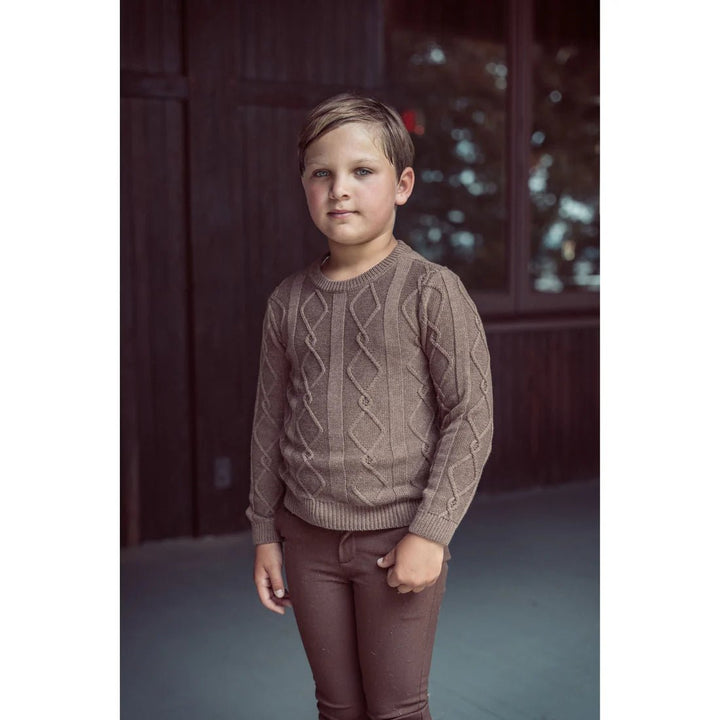 Diamond Crew Sweater - Mocha - Posh New York