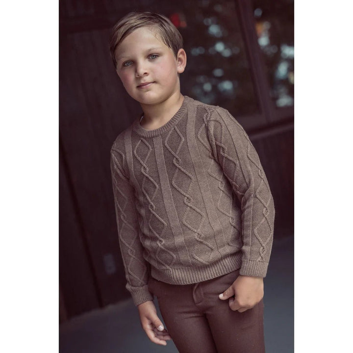 Diamond Crew Sweater - Mocha - Posh New York