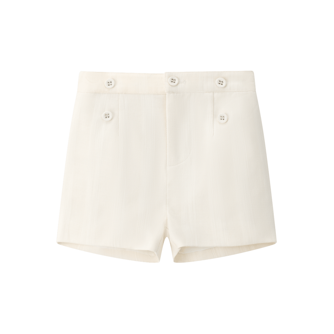 Double Button Shorts - White - Posh New York
