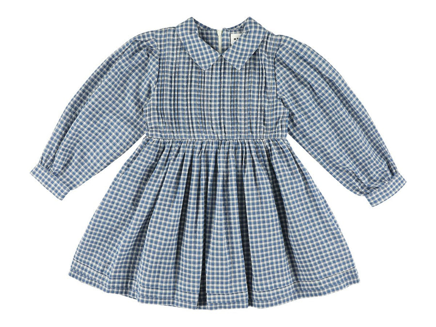 Dress with Collar and Pleats on Chest - Blue - Posh New York