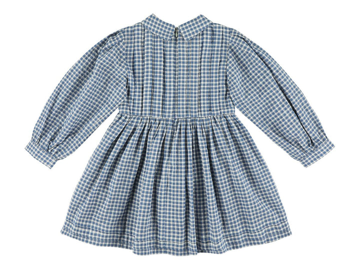 Dress with Collar and Pleats on Chest - Blue - Posh New York