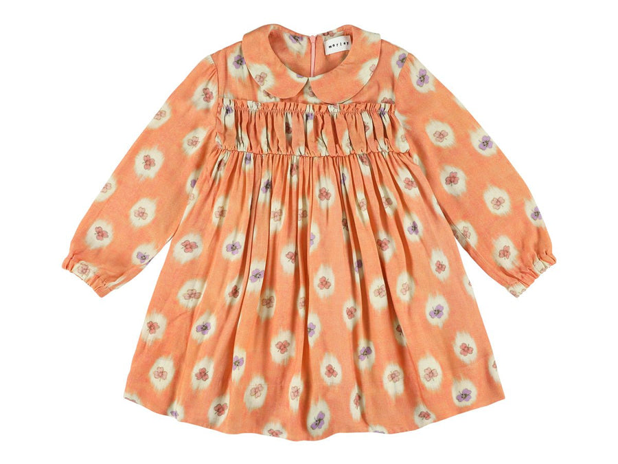 Dress with Round Collar and Ruffles on Chest - Pumpkin - Posh New York