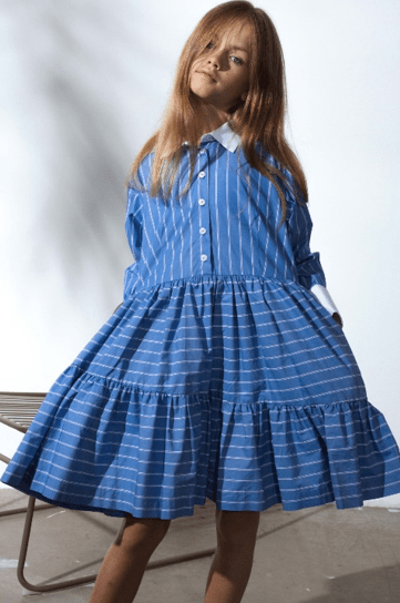 East Dress - Dark Blue Stripes - Posh New York