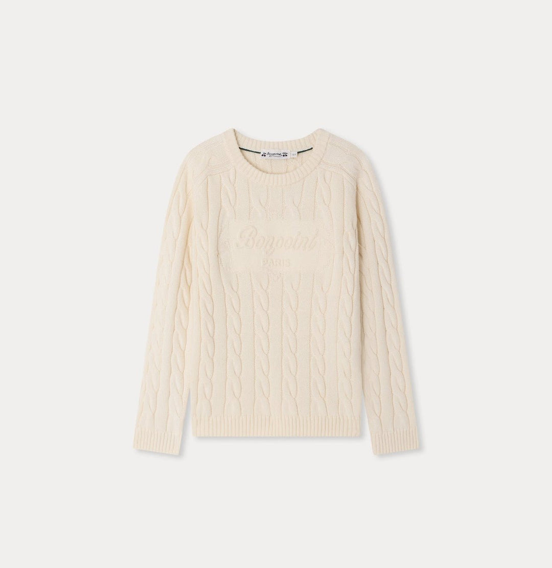 Ecru Cable Knit Sweater - 103 - Posh New York