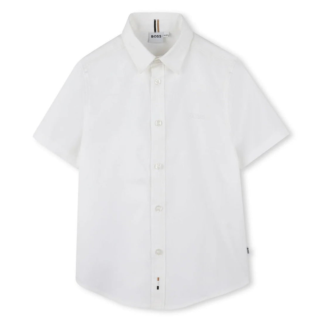 Embroidered Logo SS Shirt - White - Posh New York