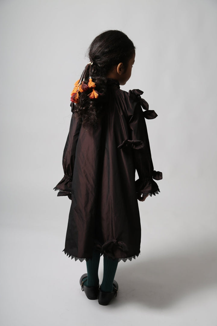 Estrella Bow Embellished Frock - Raisin - Posh New York