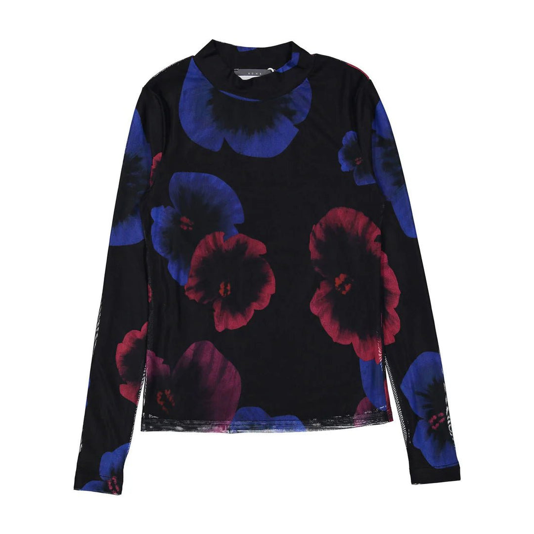 Floral Mockenck Top - Black - Posh New York