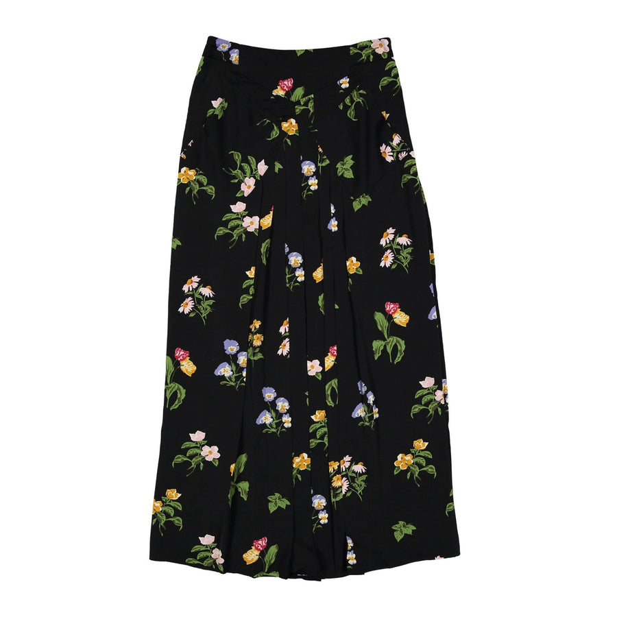 Floral Pleated Skirt with Diamond Pockets - Black - Posh New York