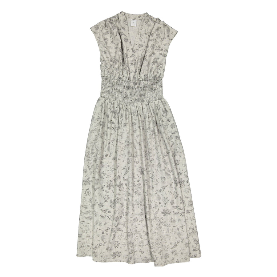 Floral Smocked Burlap Jumper - Grey - Posh New York