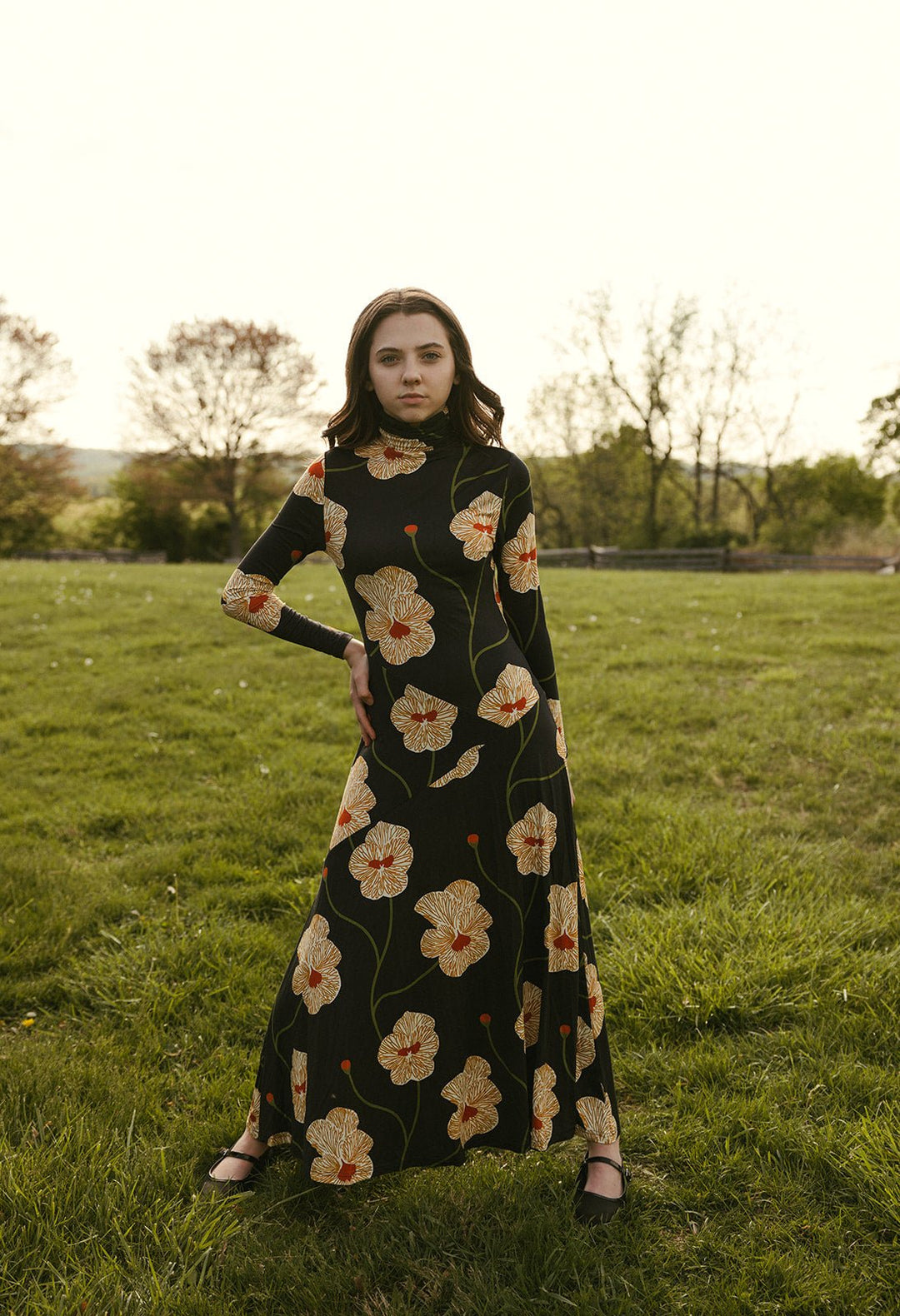 Flower Plant Maxi Dress - Black - Posh New York