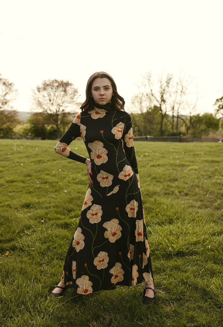 Flower Plant Maxi Dress - Black - Posh New York
