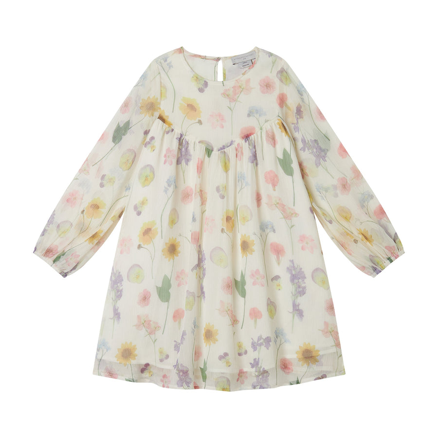 Flowers Georgette Dress - Cream - Posh New York