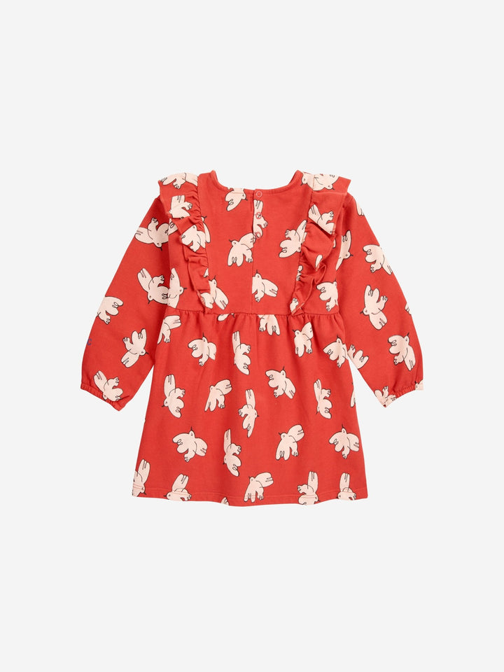 Freedom Bird All Over Ruffle Dress - Red - Posh New York