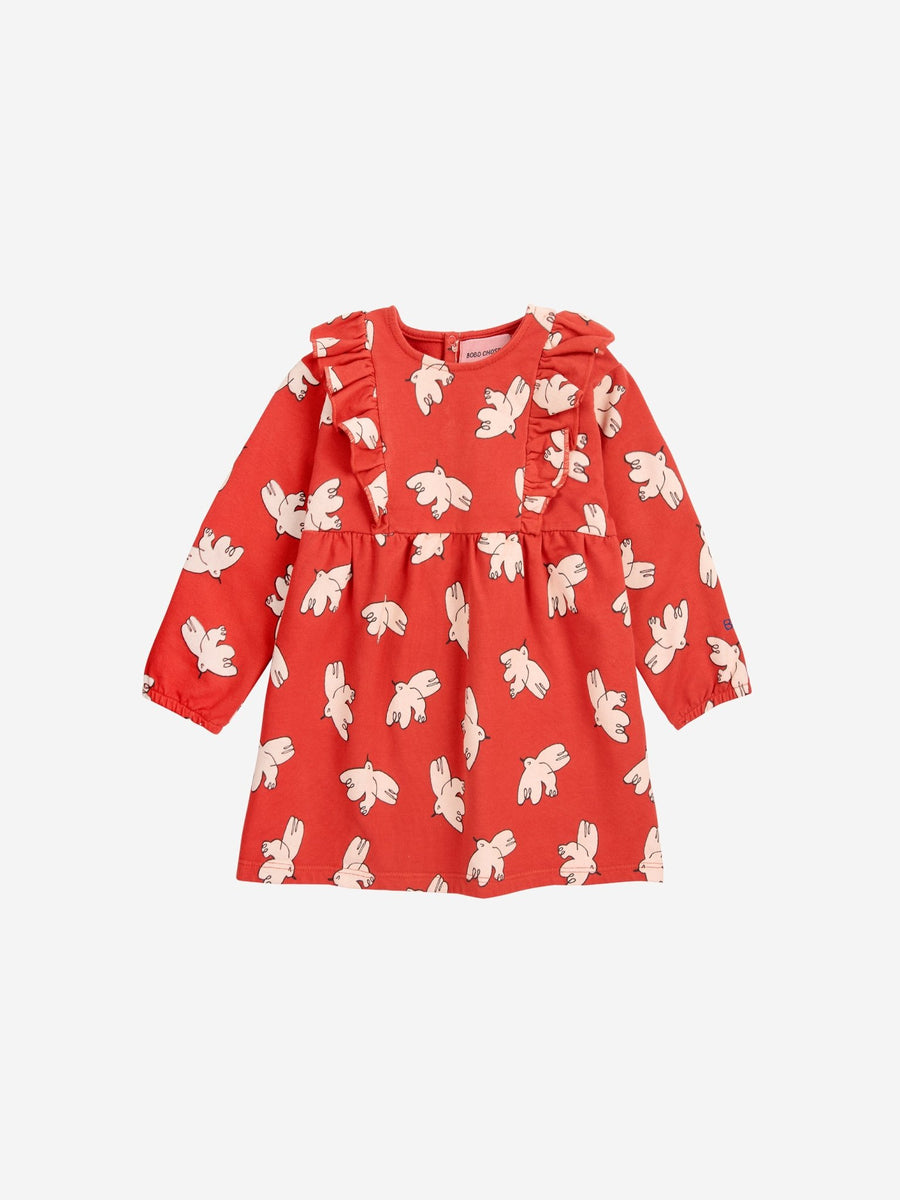 Freedom Bird All Over Ruffle Dress - Red - Posh New York