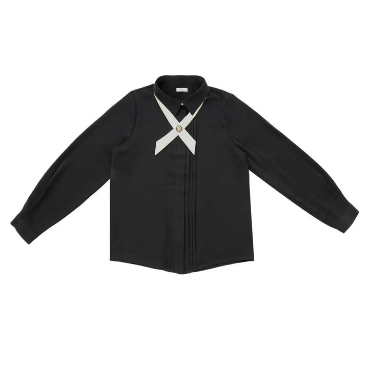 Front Pleat Blouse - Black - Posh New York