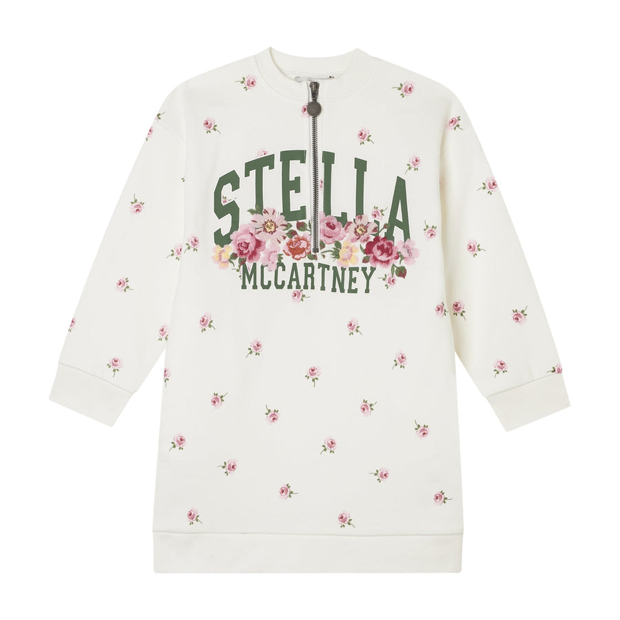 Girl Ditsy Roses Fleece Dress - White - Posh New York