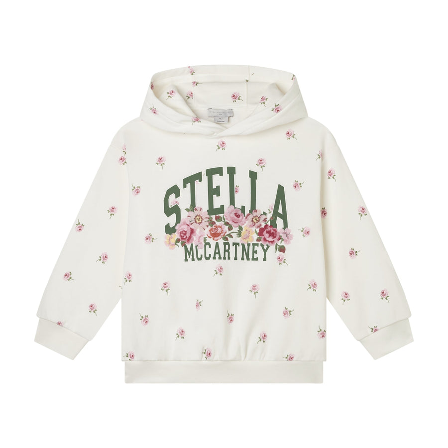 Girl Ditsy Roses Hoodie - White - Posh New York