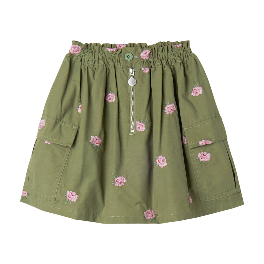 Girl Embro Ditsy Roses Skirt - Green - Posh New York