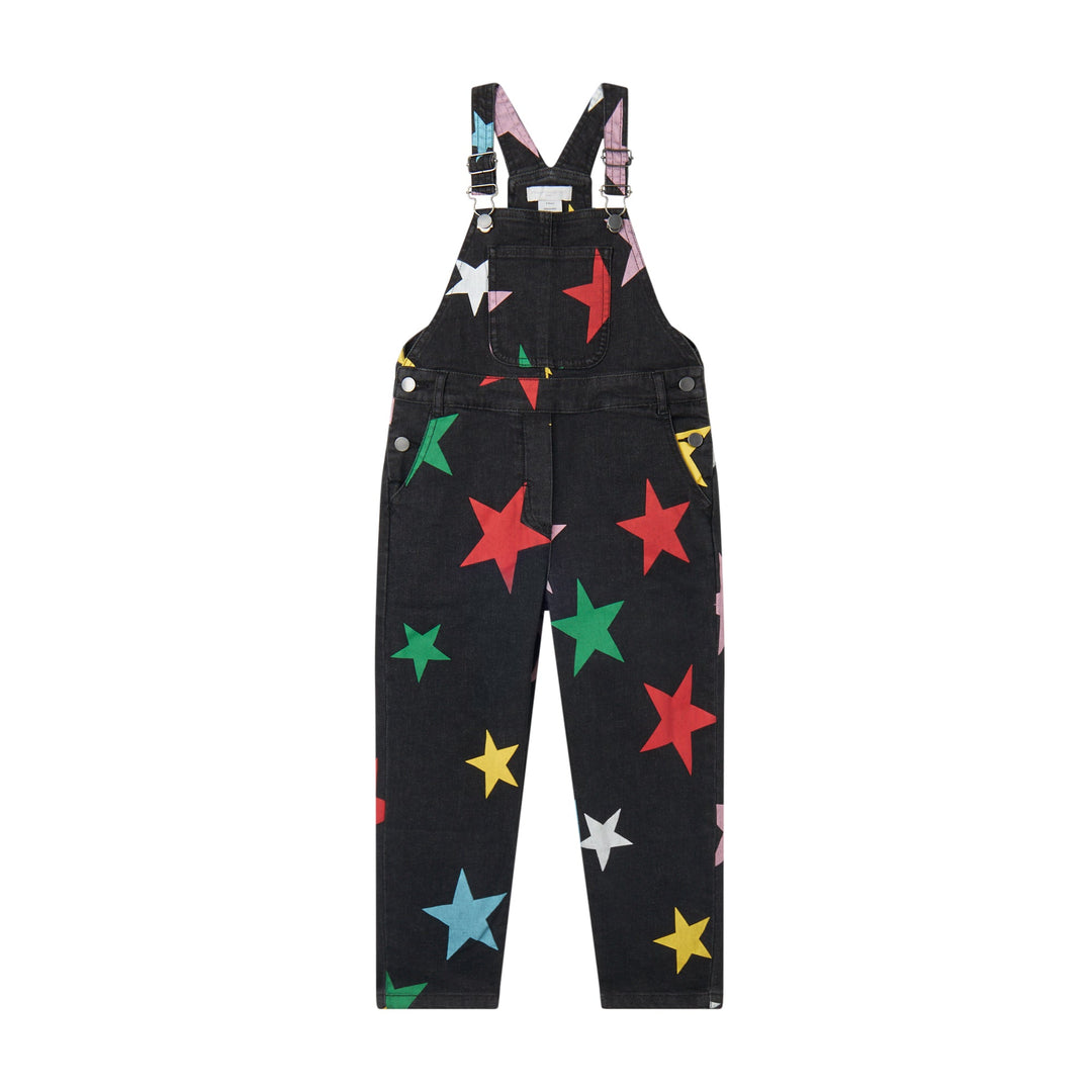 Girl Multicolor Stars Denim Dunagree - Black - Posh New York