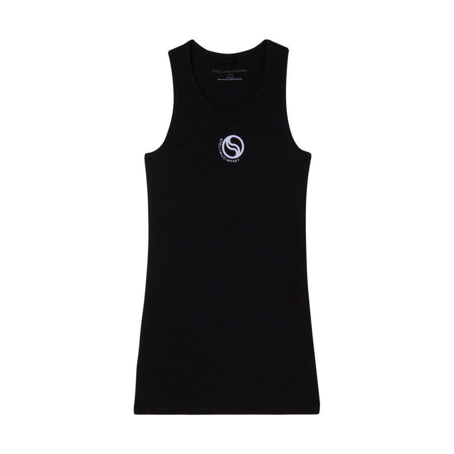 GIRL SLEEVELESS JERSEY DRESS WITH LOGO - Black - Posh New York