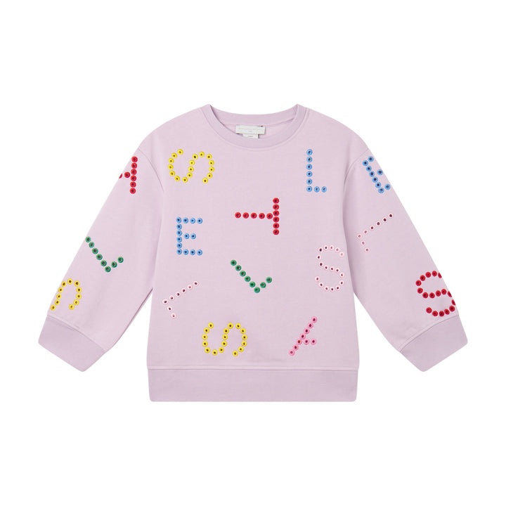 Girl Sweatshirt with Perforated Embro Stella Logo - Pink - Posh New York