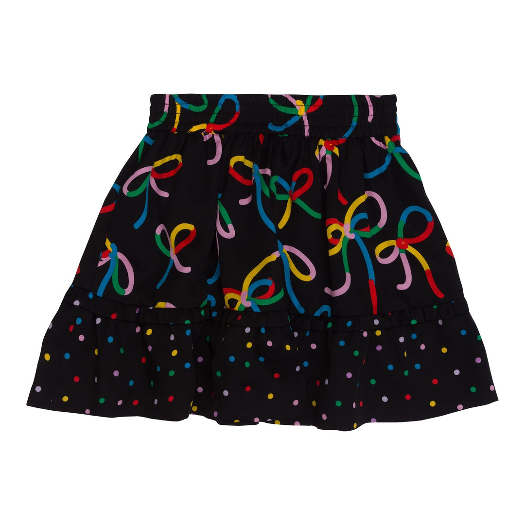 Girls Bows Skirt with Polka Dot Prints - Black - Posh New York