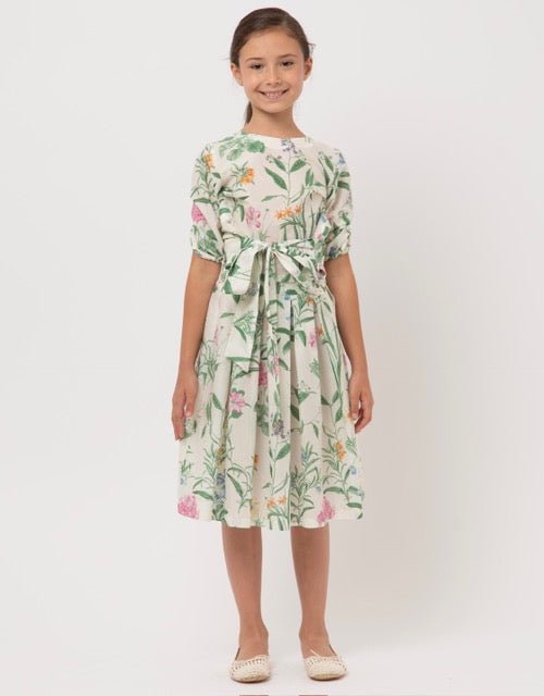 Green Garden Dress W/ Collar - Fiori - Posh New York