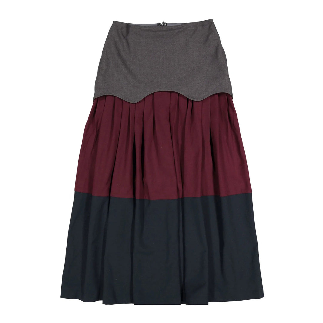 Grey Burgundy Navy Skirt - Multicolor - Posh New York
