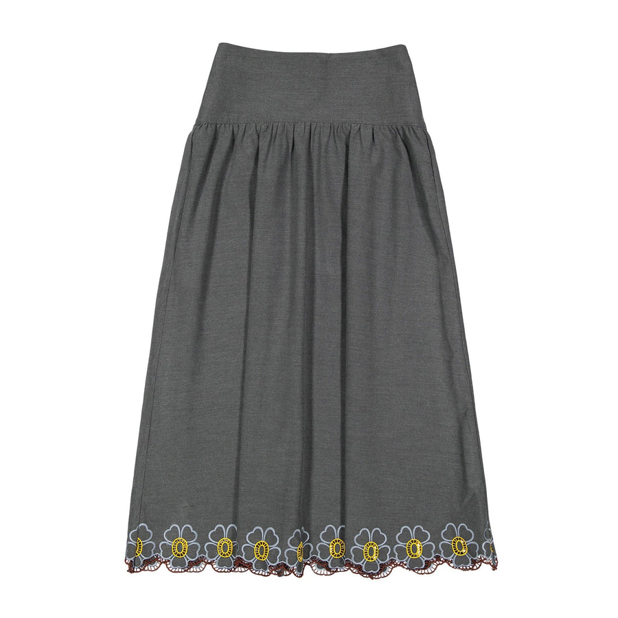 Grey Circle Skirt with Flower Border - Grey - Posh New York