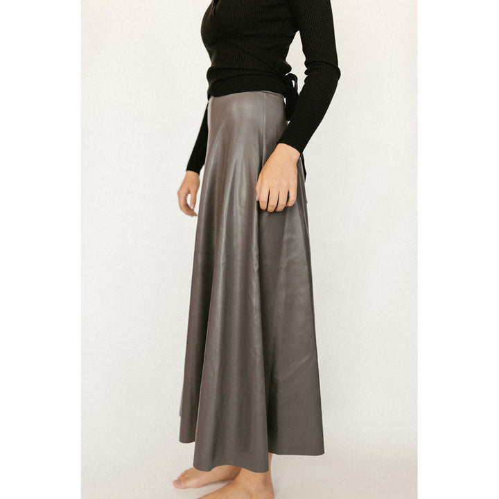 Grey Leather Maxi Skirt - Posh New York