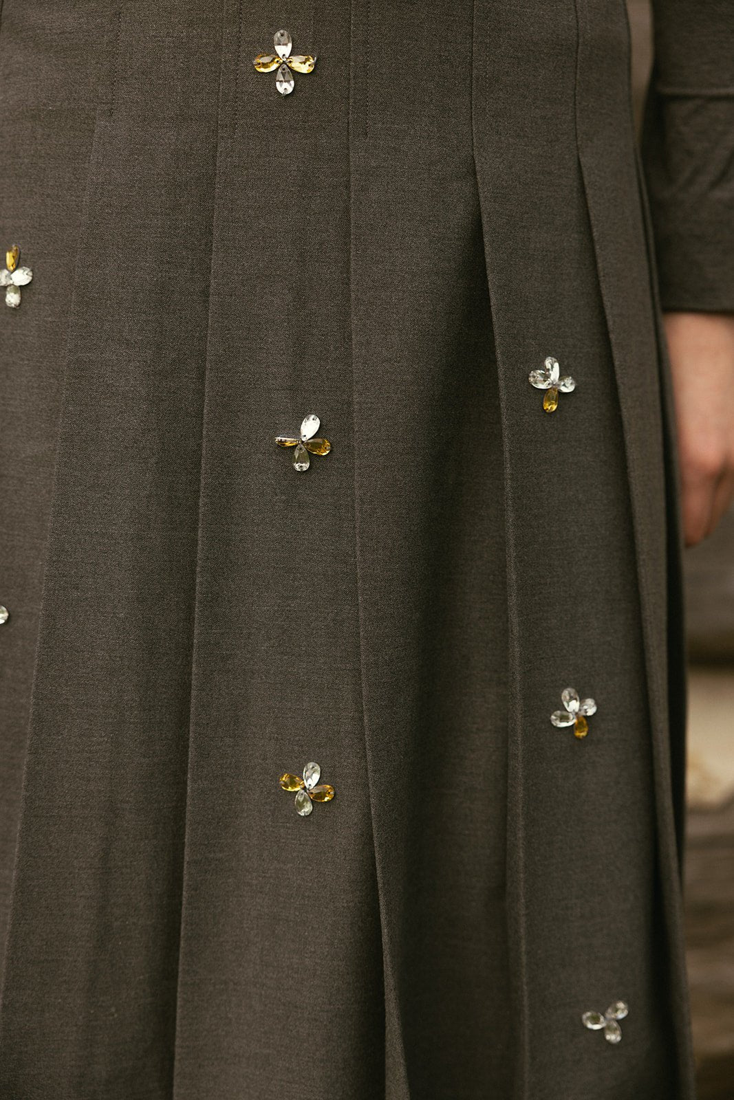 Grey Pleated Skirt with Jewels - Grey - Posh New York