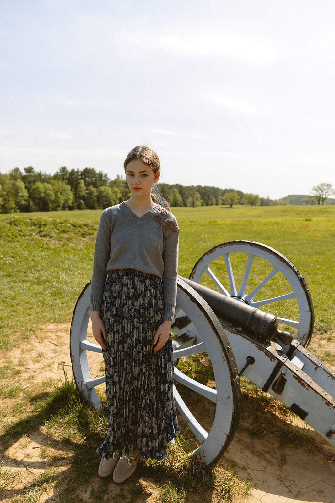 Grey V Neck Detalied Sweater - Grey - Posh New York