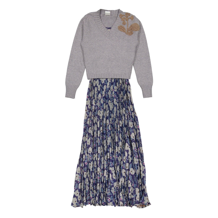 Grey V Neck Detalied Sweater - Grey - Posh New York